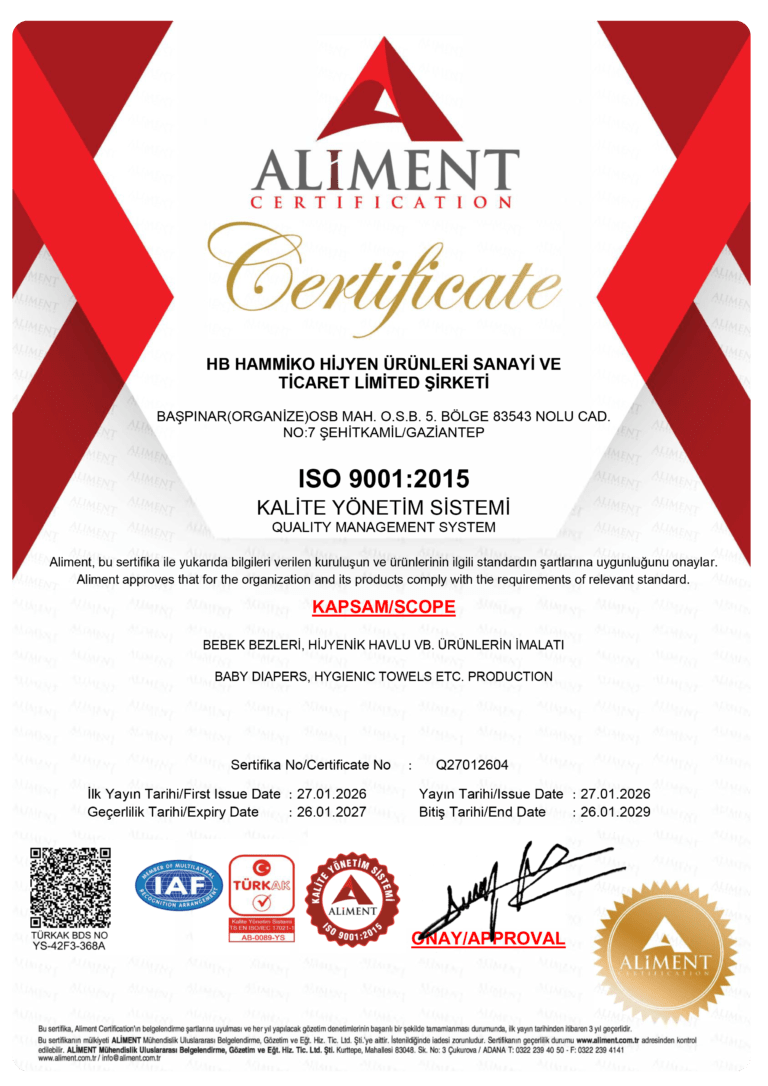 HB Hammiko ISO 9001:2015 quality management system certificate