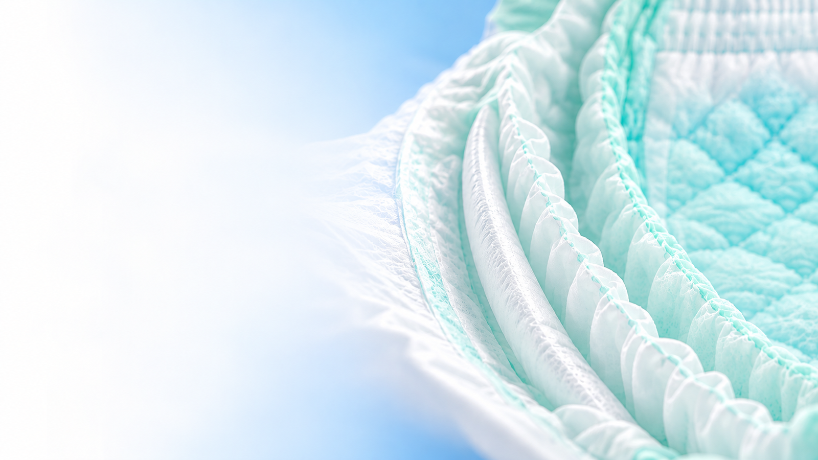 Close-up of the standing elastic leg barriers on an HB Hammiko baby diaper